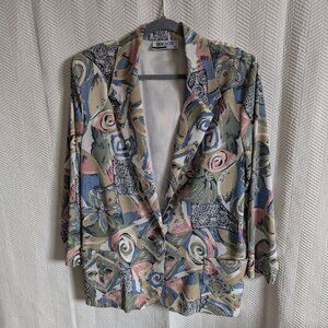 Briggs New York Vintage Blazer Pastel Shoulder Pads Size 16 Spring Summer Artsy
